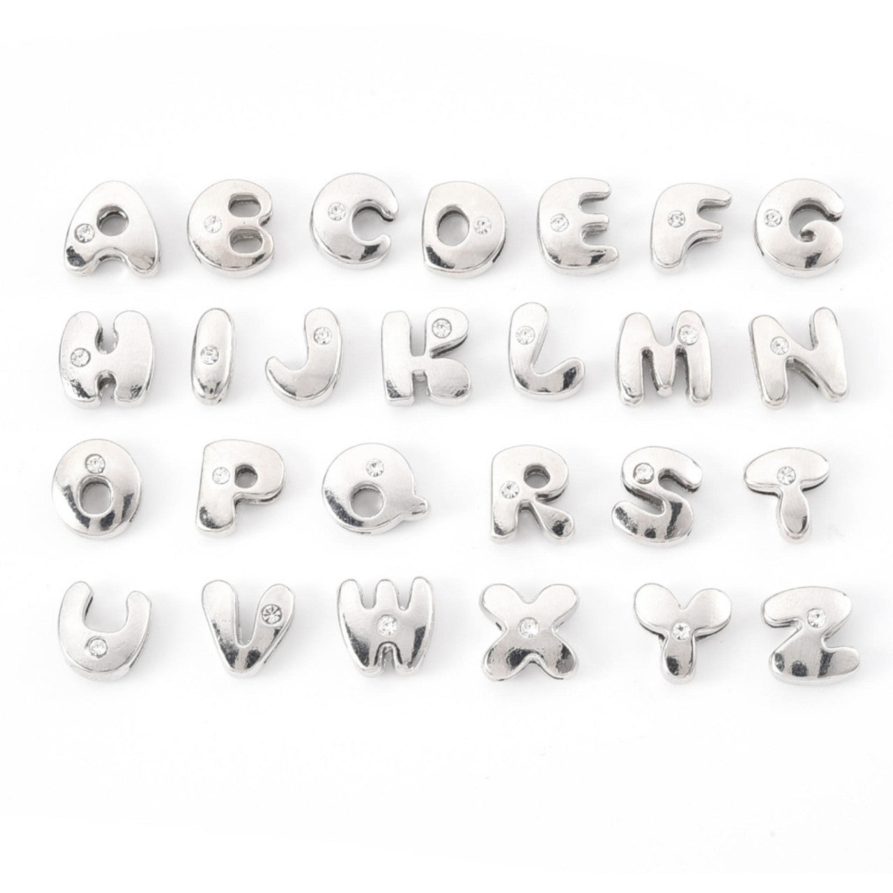 Diamante Initial Alphabet Silver Necklace