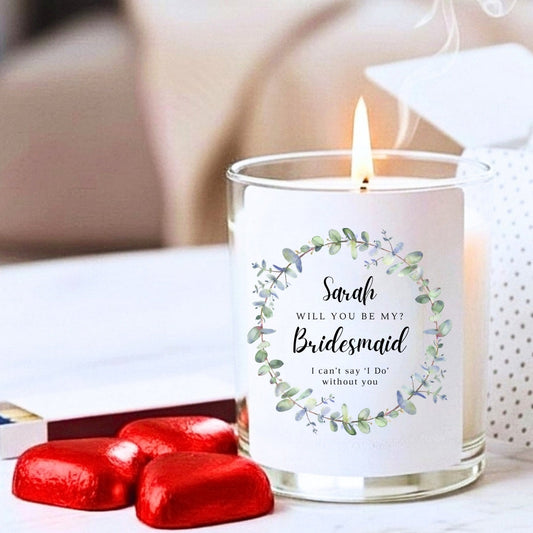 Personalised Will You Be My Bridesmaid? Candle Gift Set  | Keepsake for Friends
