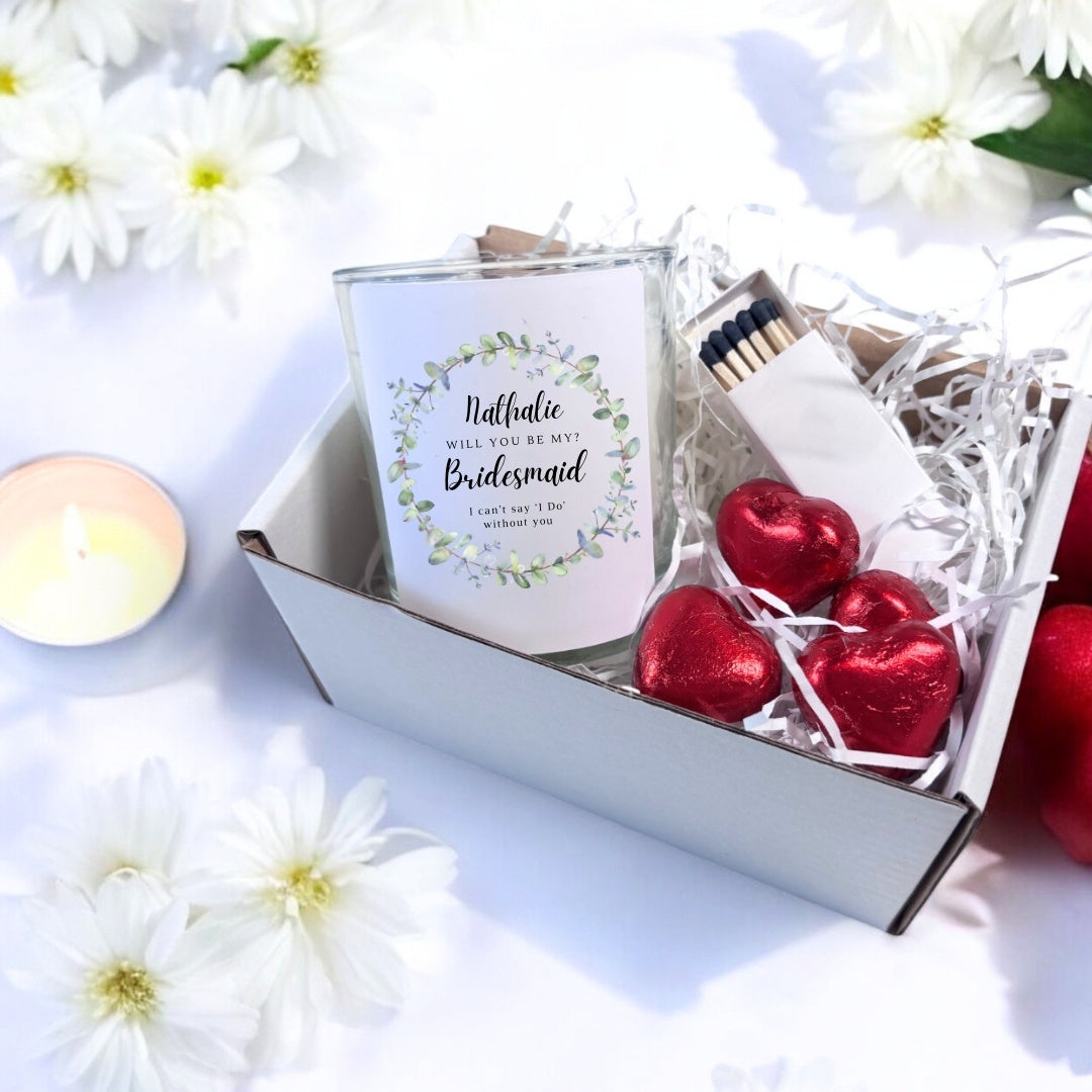 Personalised Will You Be My Bridesmaid? Candle Gift Set  | Keepsake for Friends