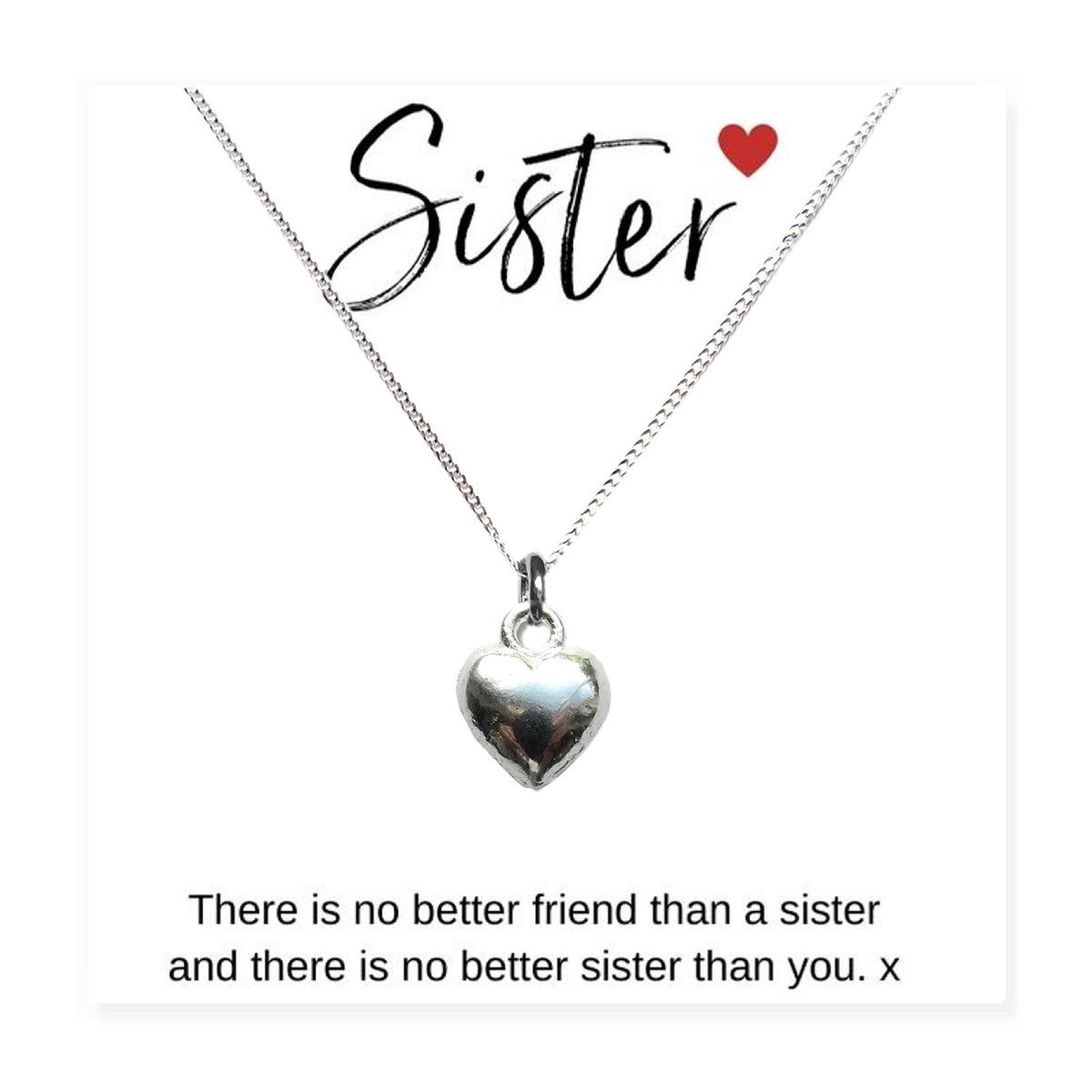Heart Necklace & Sister Gift Card