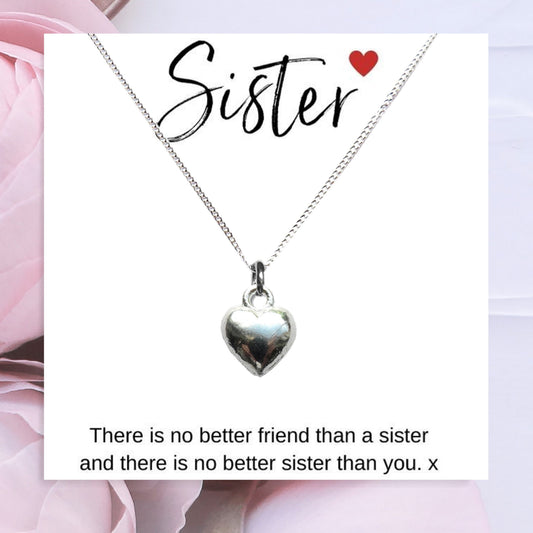 Heart Necklace & Sister Gift Card