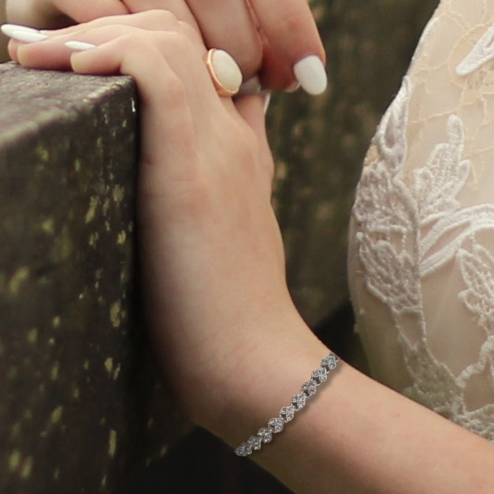 Silver Diamante Heart Bracelet