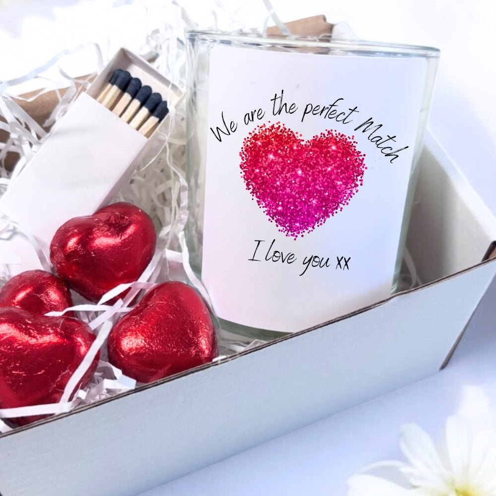 Personalised Sparkly Pink Heart Candle Gift Set | Couples, Partner