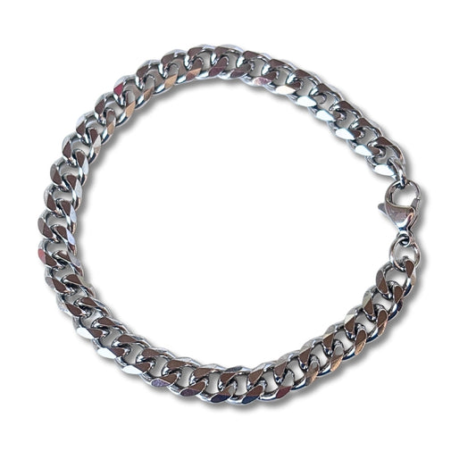 Men's Curb Chain Silver Bracelet