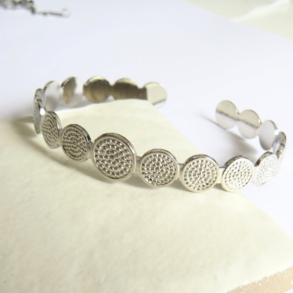 Silver Textured Circle Bangle