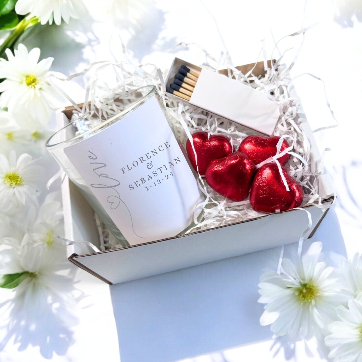 Personalised Love Heart Candle Gift Set | Engagement, Wedding