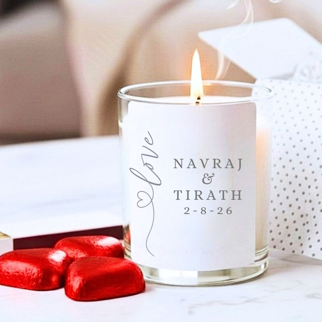 Personalised Love Heart Candle Gift Set | Engagement, Wedding