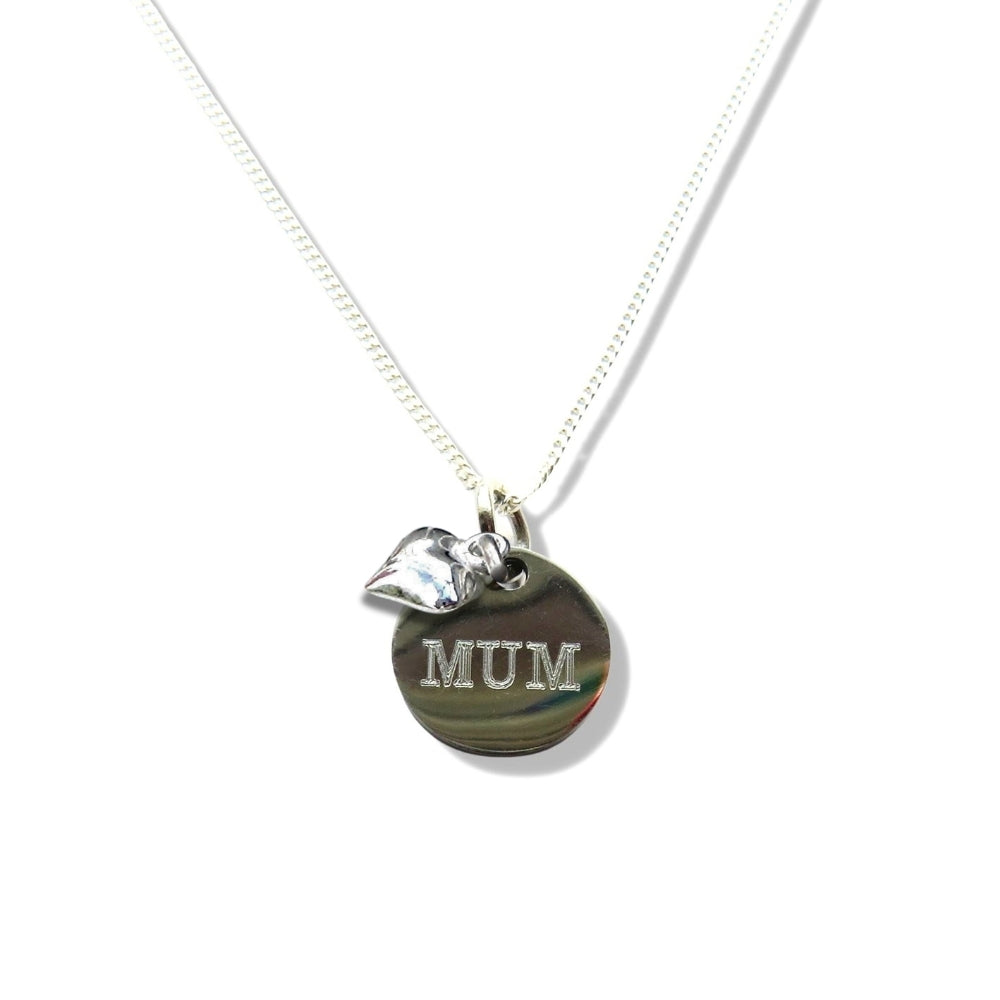 Personalised Silver Mini Disc Heart Charm Necklace