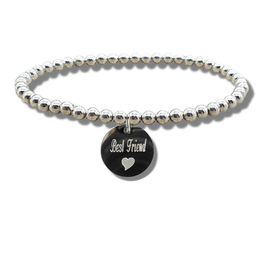 Best Friend Silver Disc Bracelet & Heart Symbol