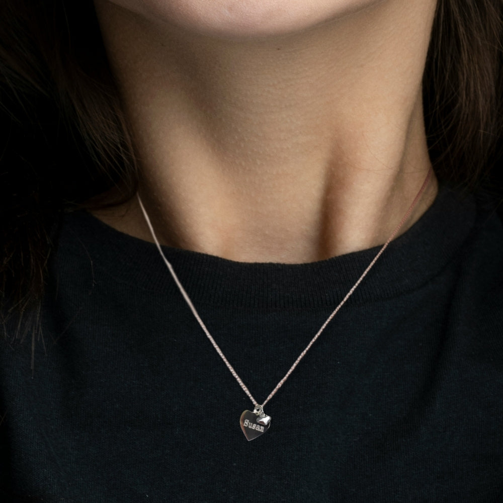 Personalised Sterling Silver Mini Heart Necklace