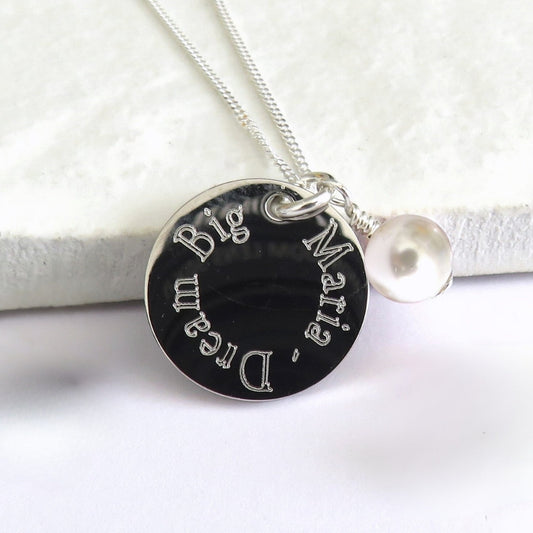 Personalised Edge Necklace & Ivory Pearl