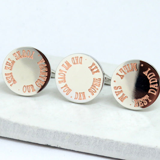 Personalised Border Round Cufflinks - Wedding