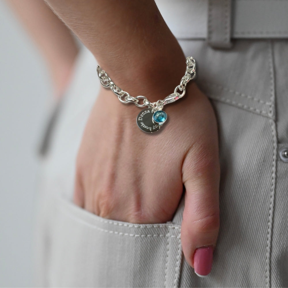 Personalised Birthstone Charm Cable Bracelet