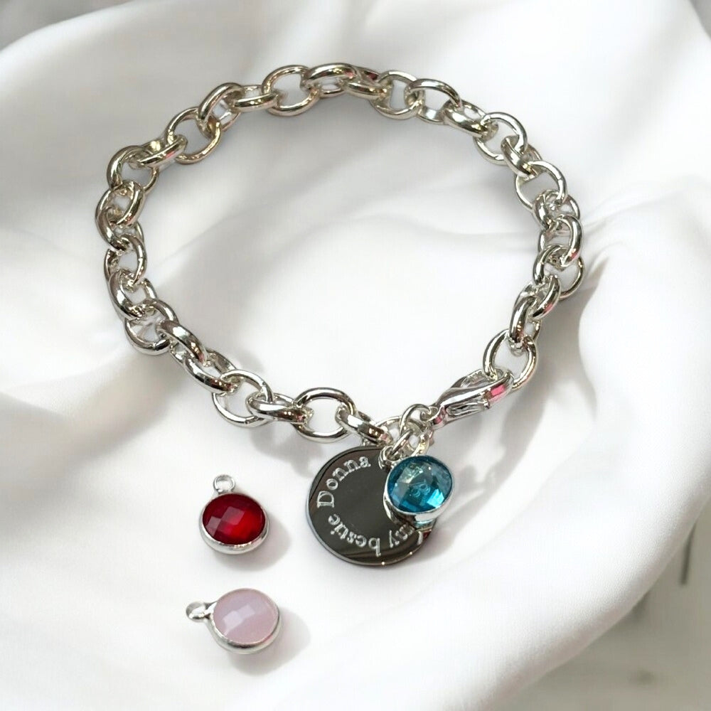 Personalised Birthstone Charm Cable Bracelet