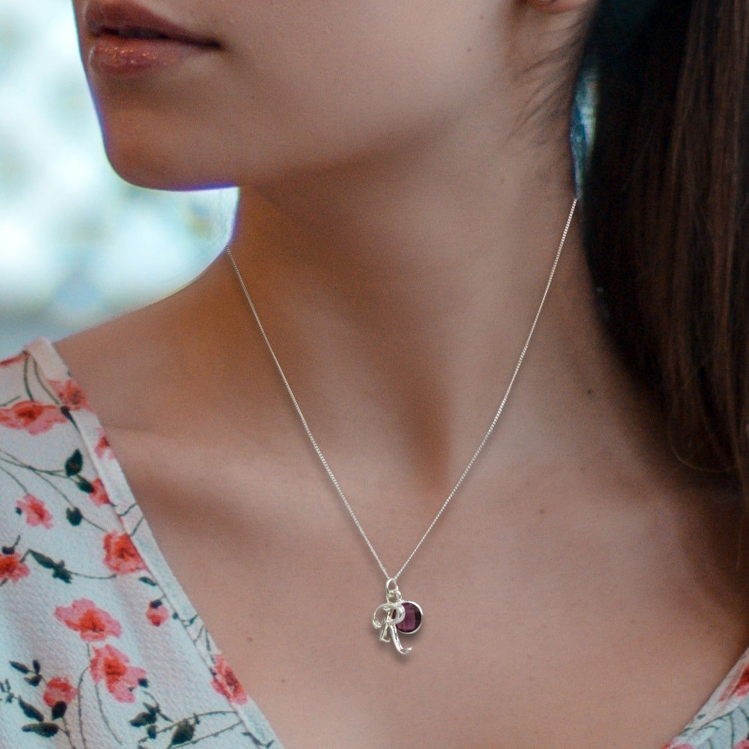 Personalised Initial Birthstone Necklace