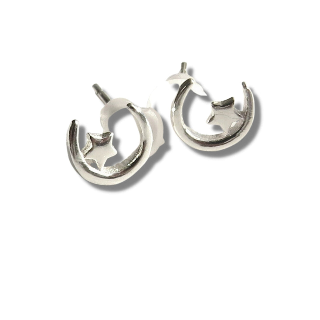 Silver Moon & Star Earrings