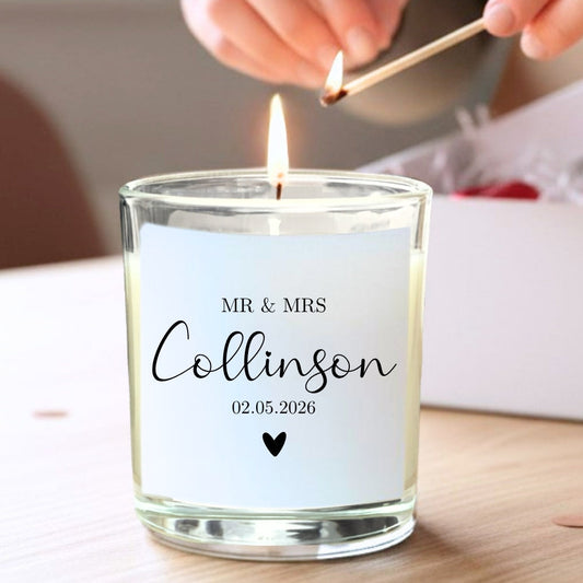 Personalised Mr & Mrs Wedding Candle Gift Set | Couples Engagement