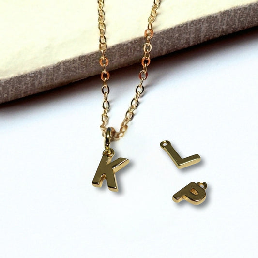 Personalised Tiny Gold Initial Necklace – Custom Letter Pendant