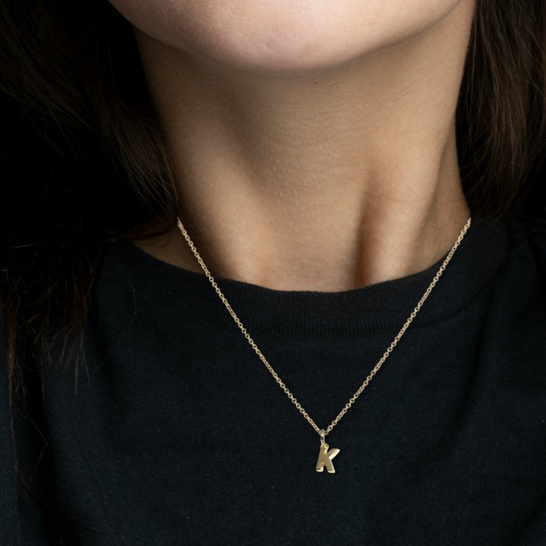 Personalised Tiny Gold Initial Necklace – Custom Letter Pendant