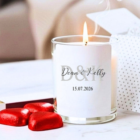 Personalised Mr & Mrs Couples Initial Candle Gift Set | Keepsake for Couples