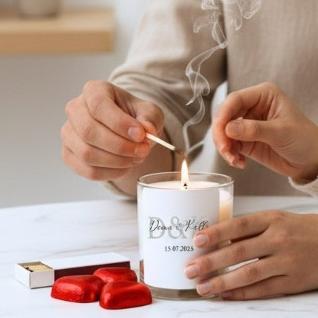 Personalised Mr & Mrs Couples Initial Candle Gift Set | Keepsake for Couples