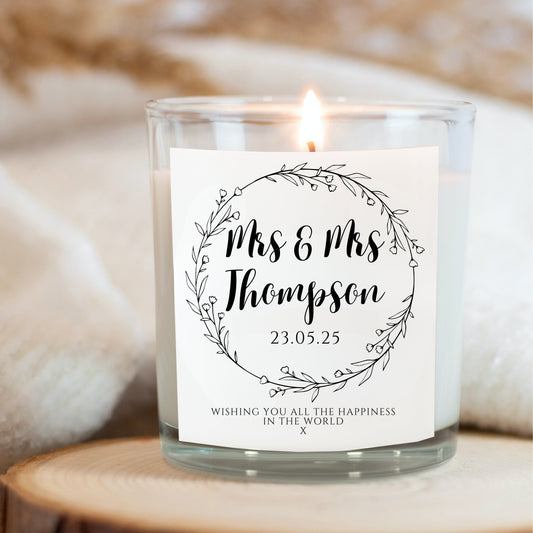 Personalised Wild Flower Wedding Candle Gift Set | Keepsake for Couples