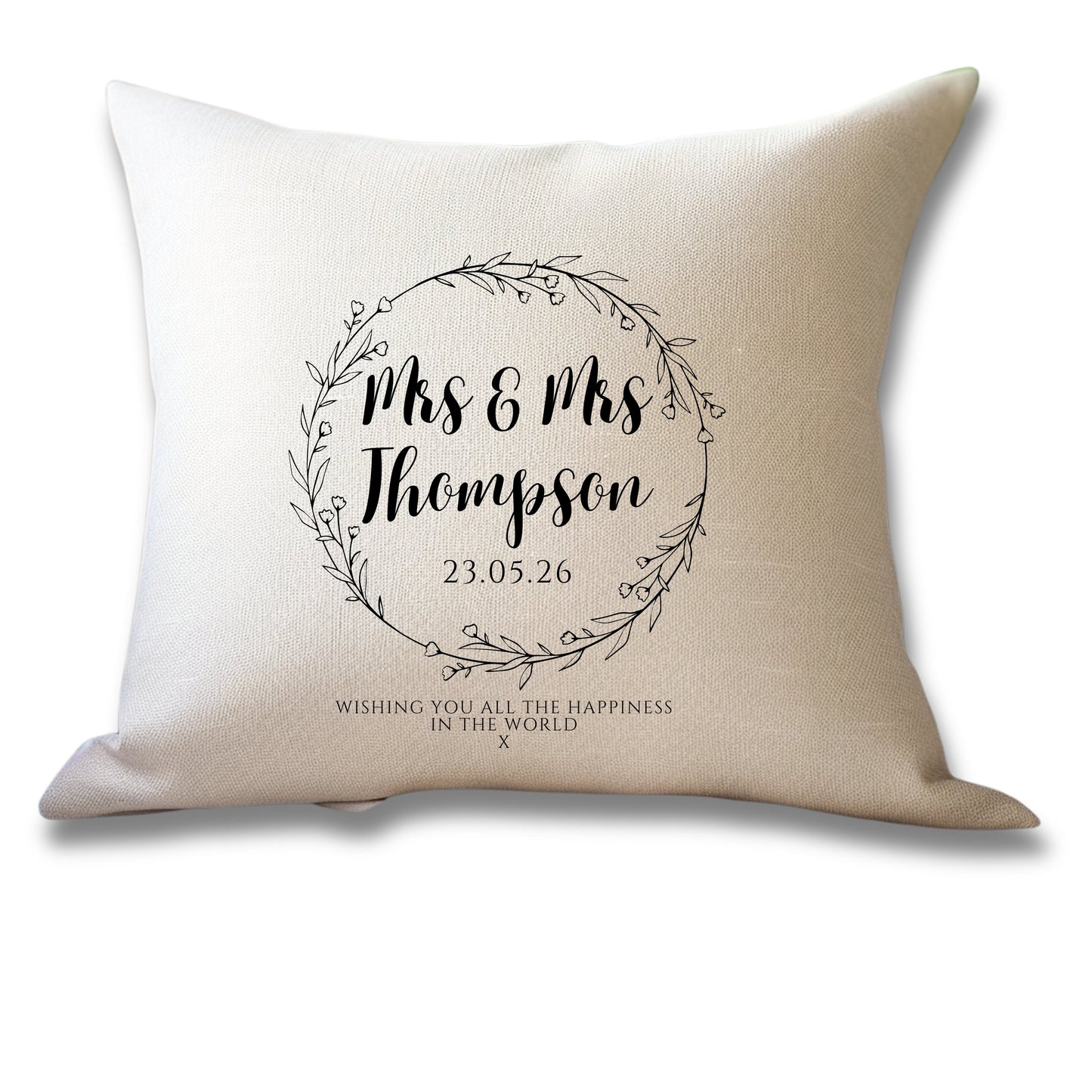 Personalised Wild Flower Wedding Cushion