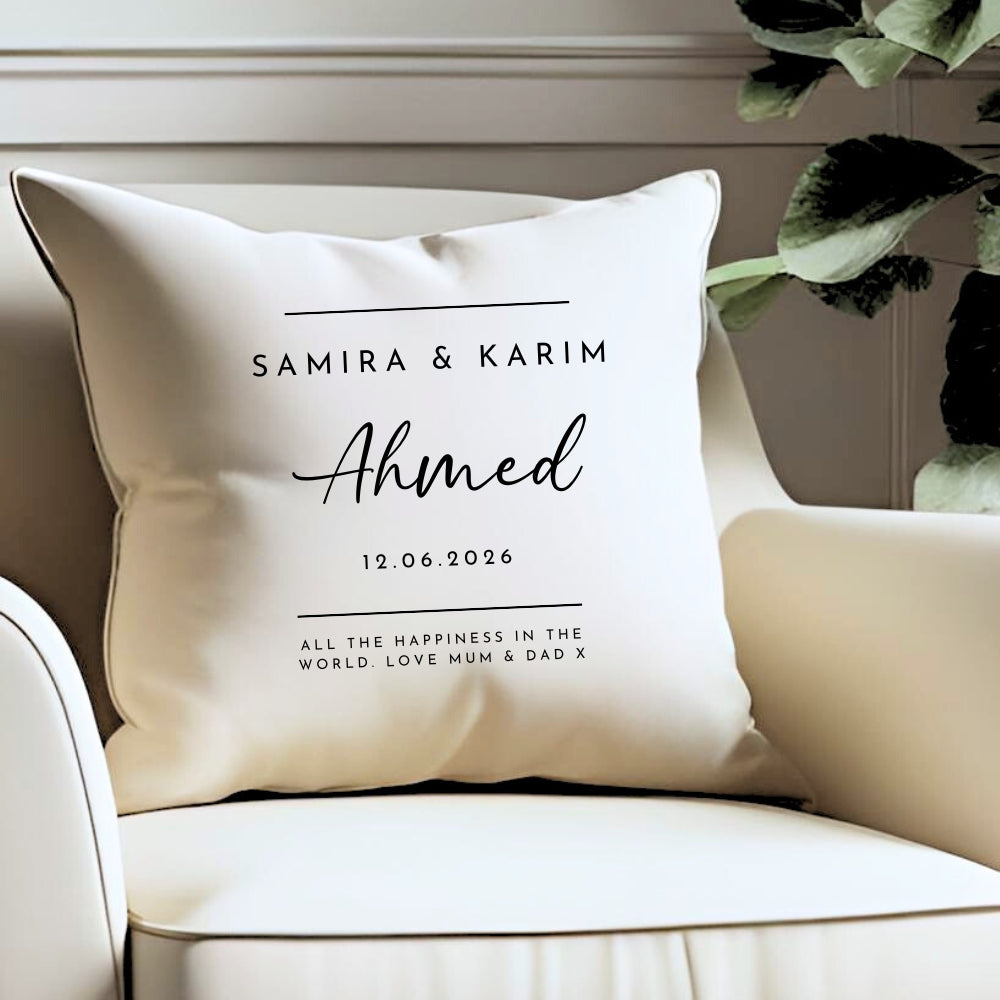 Personalised Neutral Wedding Cushion