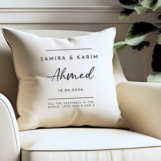 Personalised Neutral Wedding Cushion