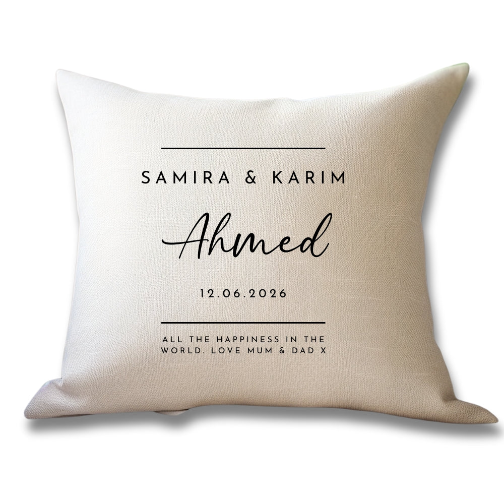 Personalised Neutral Wedding Cushion