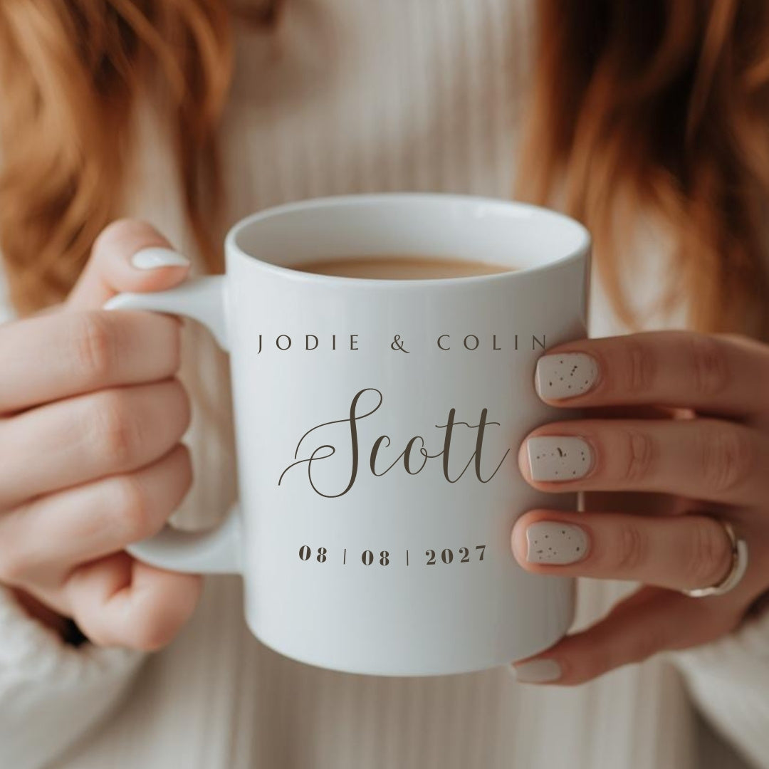 Personalised Surname Wedding Mugs Gift Set