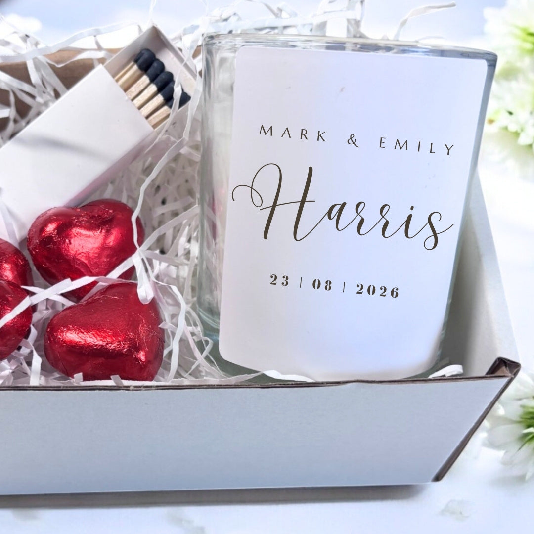 Personalised Surname Wedding Candle Gift Set | Engagement