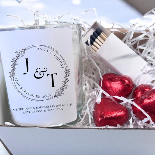 Personalised Initials Circle Candle Gift Set | Keepsake for Couples