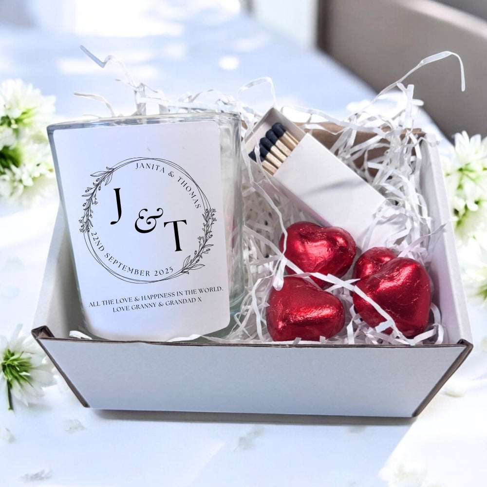 Personalised Initials Circle Candle Gift Set | Keepsake for Couples