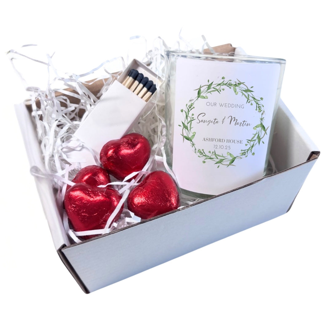 Personalised Green Floral Candle Gift Set | Keepsake for Couples