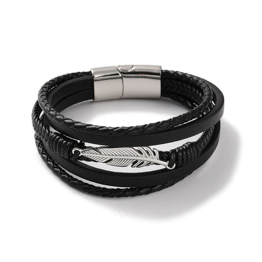 Men's Angel Feather Black Bracelet