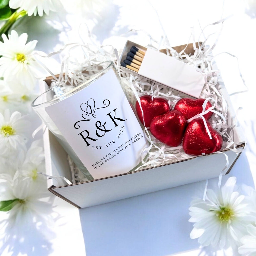 Personalised Entwined Hearts Wedding Candle Gift Set  | Friend, Couples
