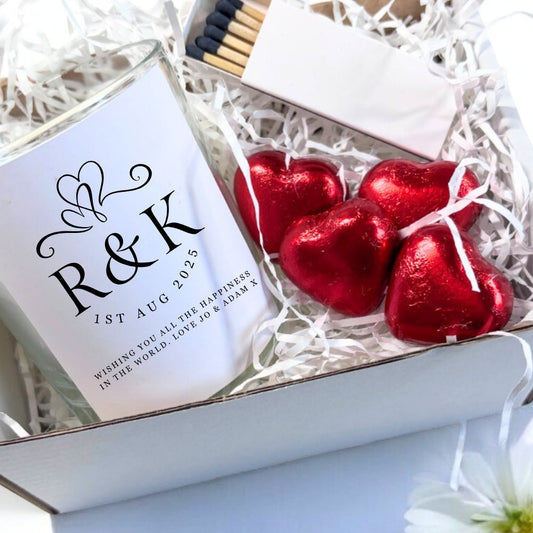Personalised Entwined Hearts Wedding Candle Gift Set  | Friend, Couples