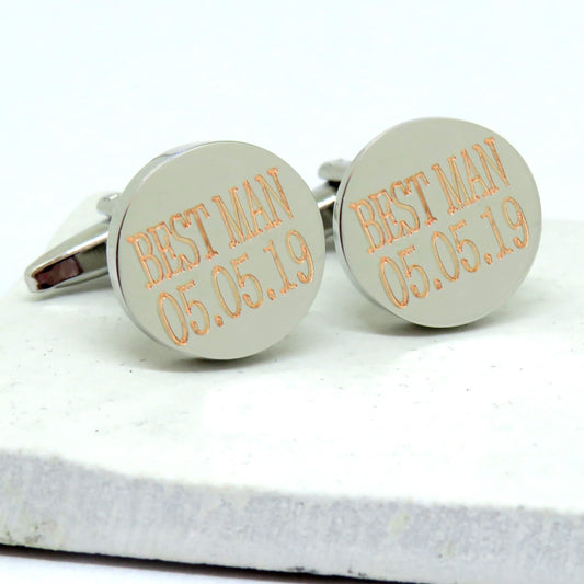 Personalised Batang Round Cufflinks - Wedding