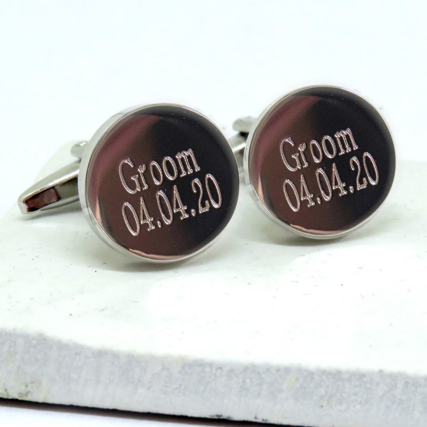 Personalised Batang Round Cufflinks - Groom