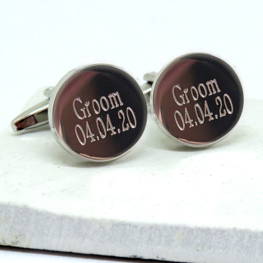 Personalised Batang Round Cufflinks - Groom
