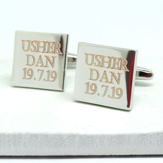 Personalised Batang Square Cufflinks - Usher