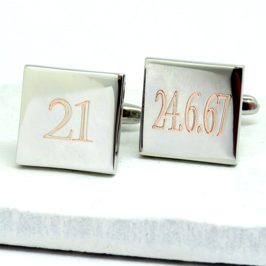 Personalised Castellar Square Cufflinks - Birthday