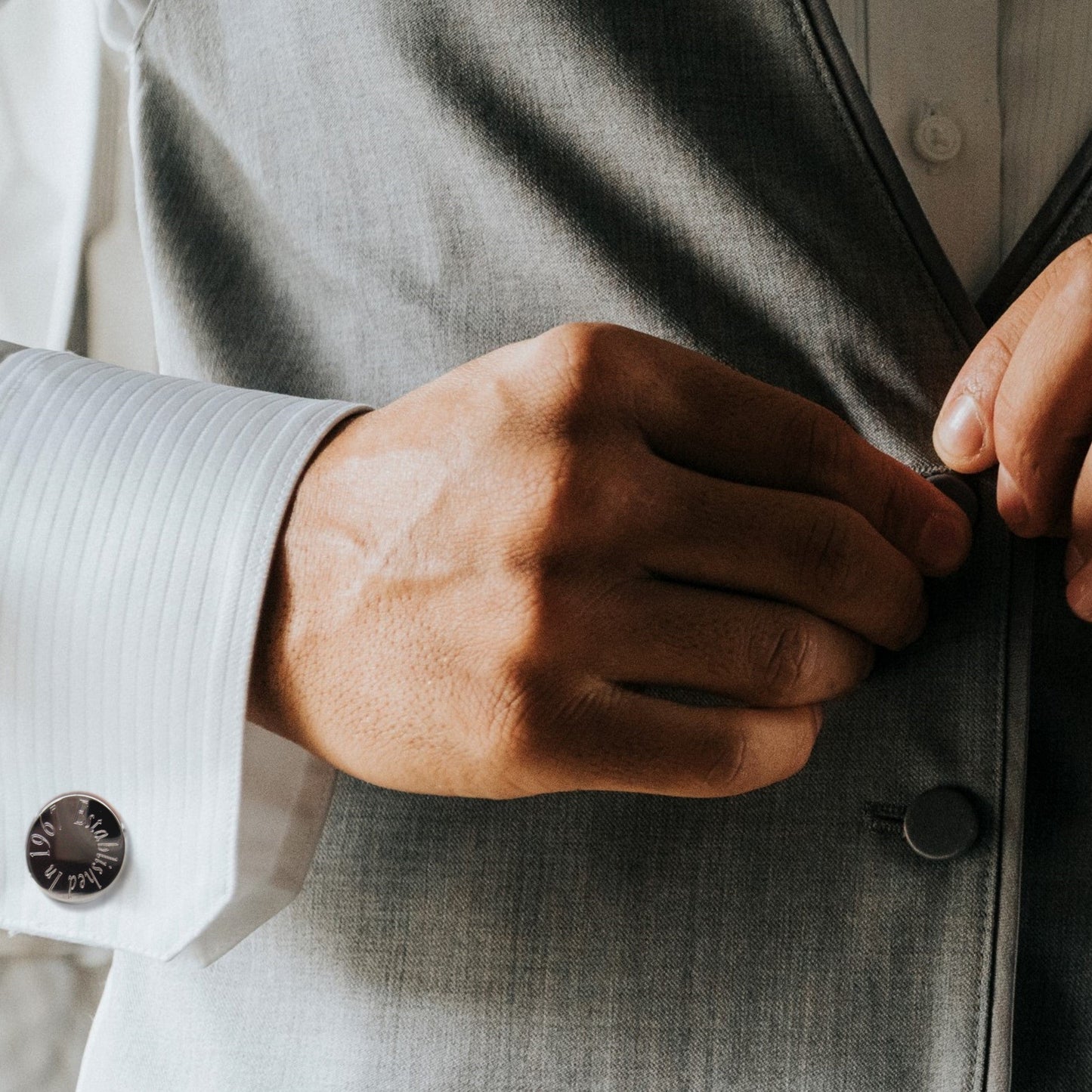 Personalised Edge Round Cufflinks - Best Man