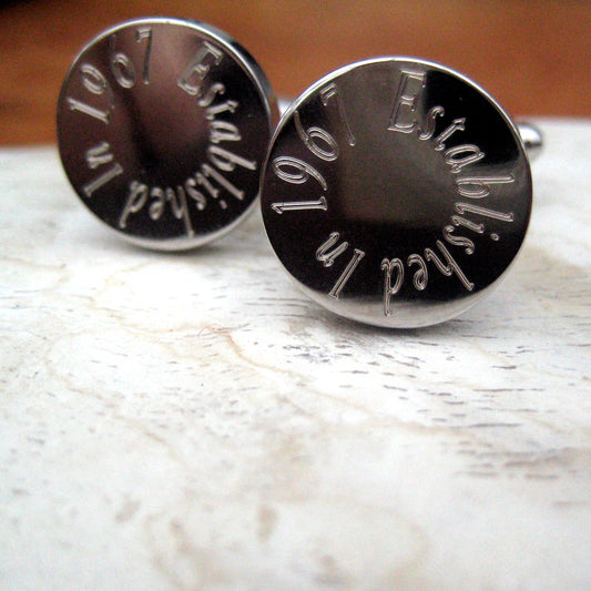 Personalised Edge Round Cufflinks - Birthday