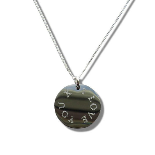 Edge Engraved Necklace - I LOVE YOU X