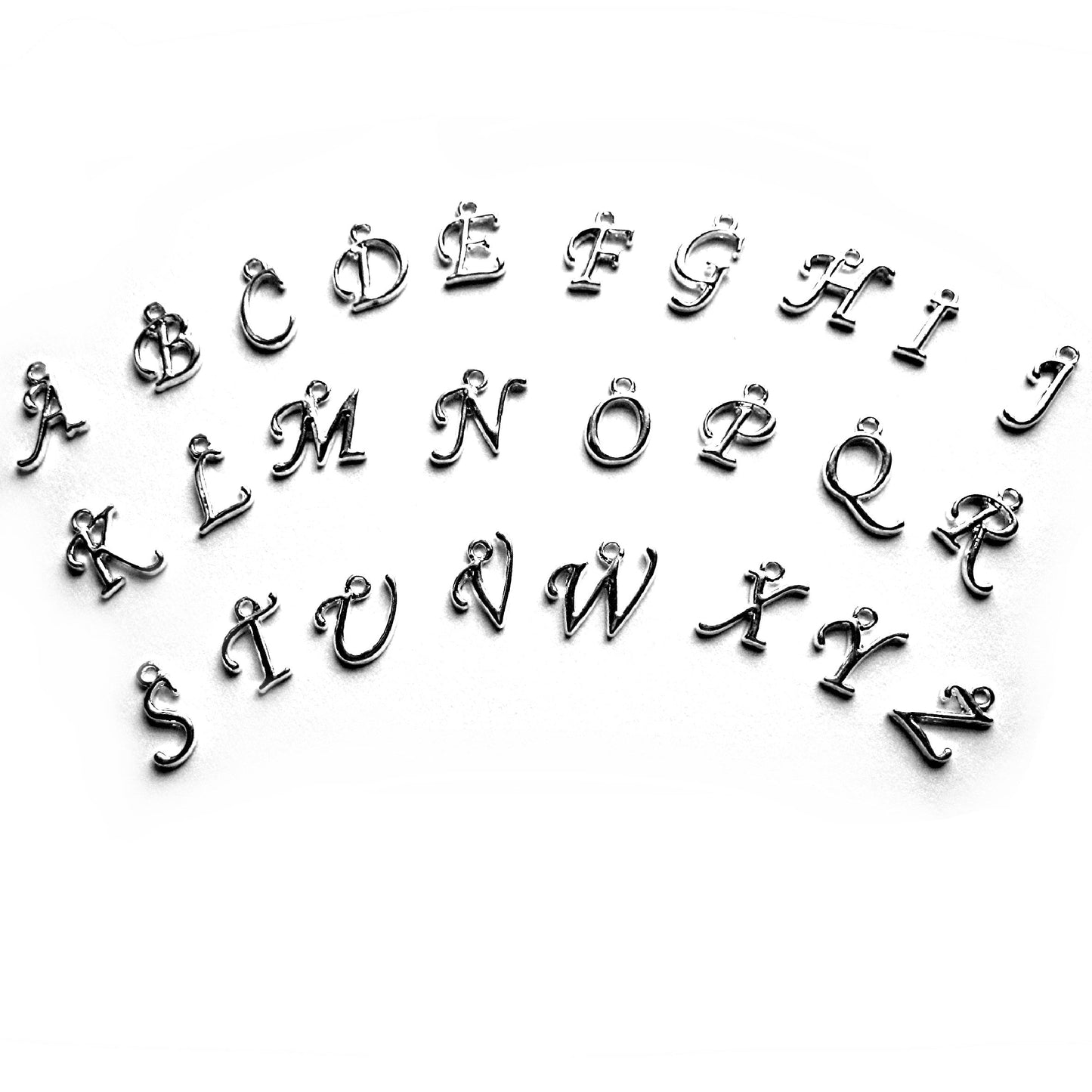Personalised Initial & Silver Heart Charm Loop Bangle