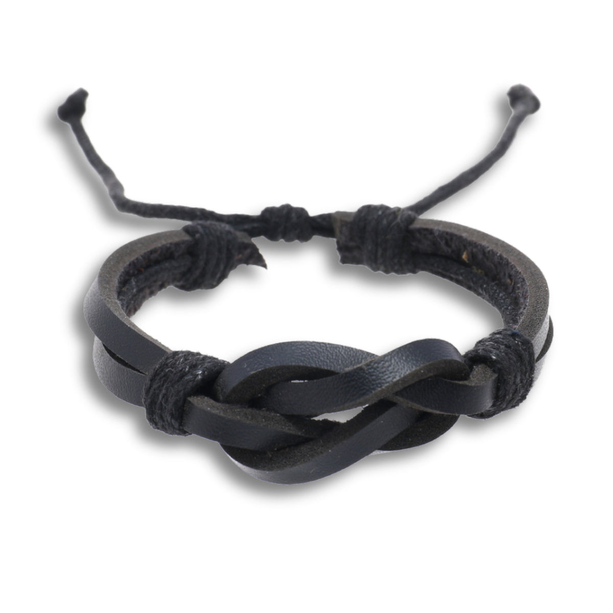 Black Leather Retro Knot Bracelet