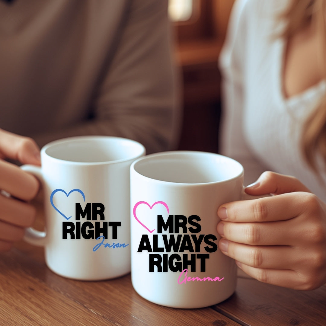 Mr Right & Mrs Always Right Mugs Gift Set I Couples Wedding Gift