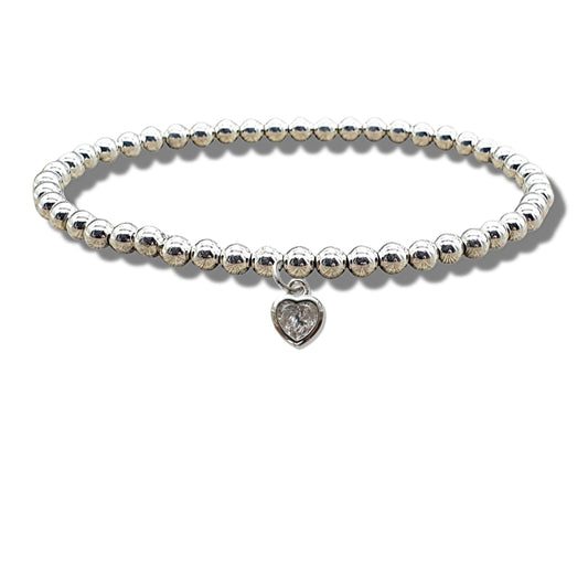 Cubic Zirconia Heart Beaded Bracelet Gift